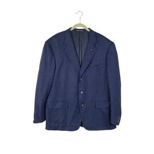 Corneliani Blue Herringbone Wool & Cashmere Blazer Jacket BMW Mens 54/US 44